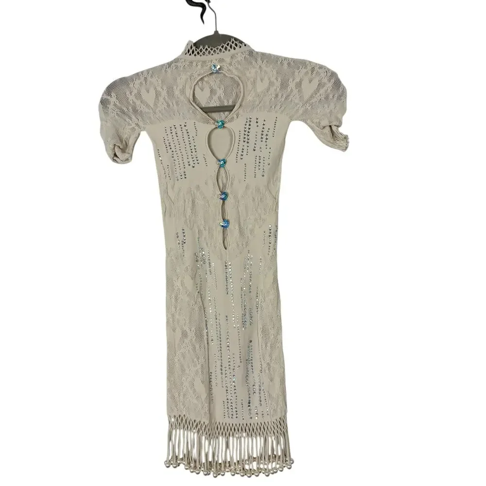 Poster Girl Yemaya Fringe Dress Lace Embellished Party Festival Boho One Size